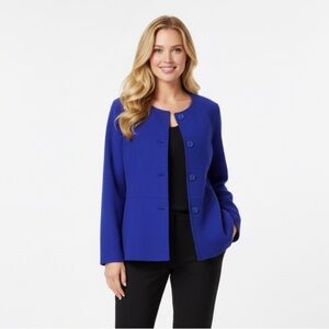 Talbots Deep Blue Brushed Wool Blend Jacket Size 10